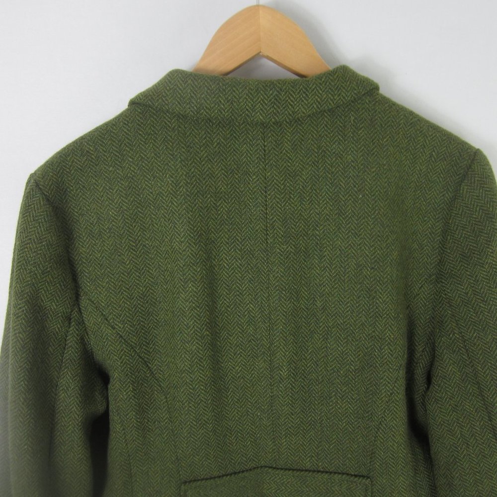 Vintage L.L. Bean Womens 12 Green Herringbone Wool LS Blazer Jacket M Equestrian - Picture 5 of 10